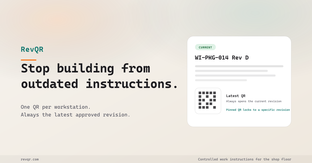 RevQR | Stop building from outdated work instructions